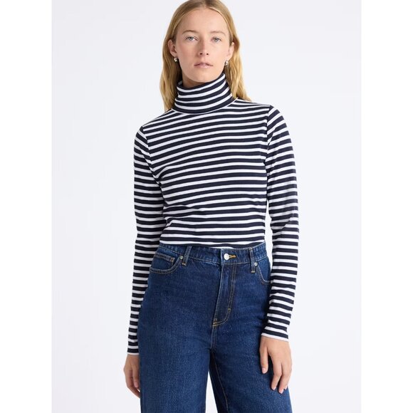 Free Assembly Women's Ribbed Turtleneck Tee, Size S (4-6), Regular Fit, Black - Picture 2 of 5